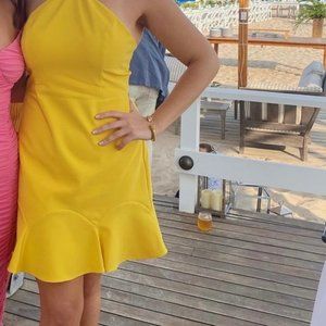 Aidan by Aidan Mattox Halter Godet Trimmed Mini Dress Size 14